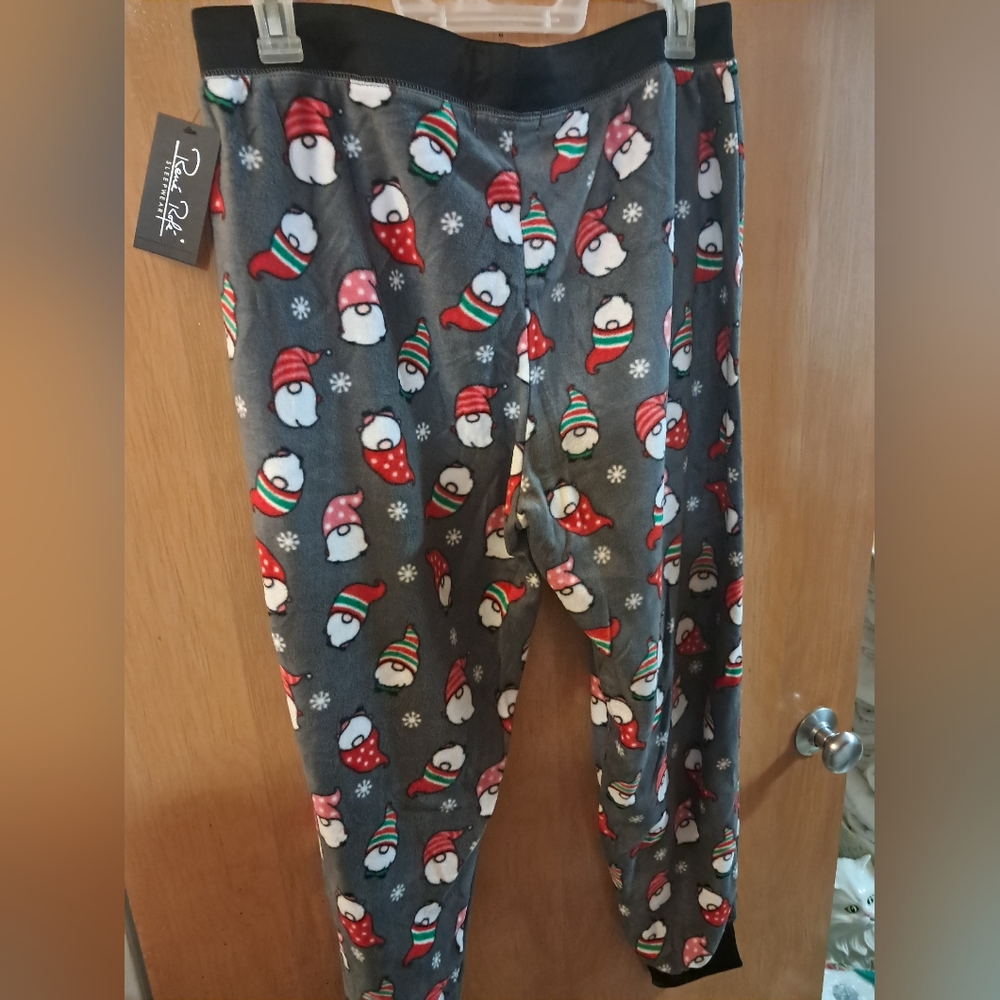 Rene Rofe Gray Pajama Bottoms with Gnome Print Size Xl